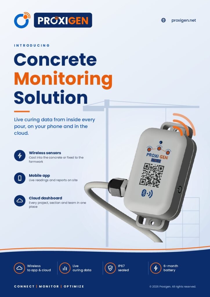 Cover of the Proxigen Concrete Monitoring Brochure